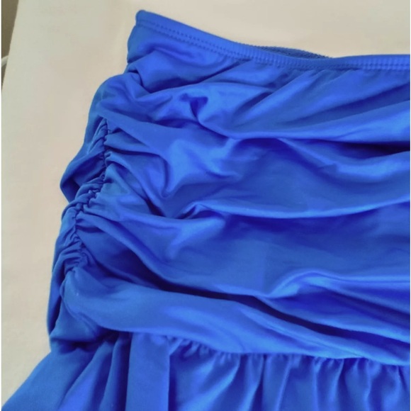 10 Apt. 9 Royal Cobalt Blue Ruched Ruffle Hem Swim Skirt Bottoms Swimsuit Bikini - Picture 4 of 7